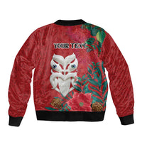 Maori Wheku Meri Kirihimete Personalised Sleeve Zip Bomber Jacket All Red Indigenous Maori Motif - Polynesian Pride