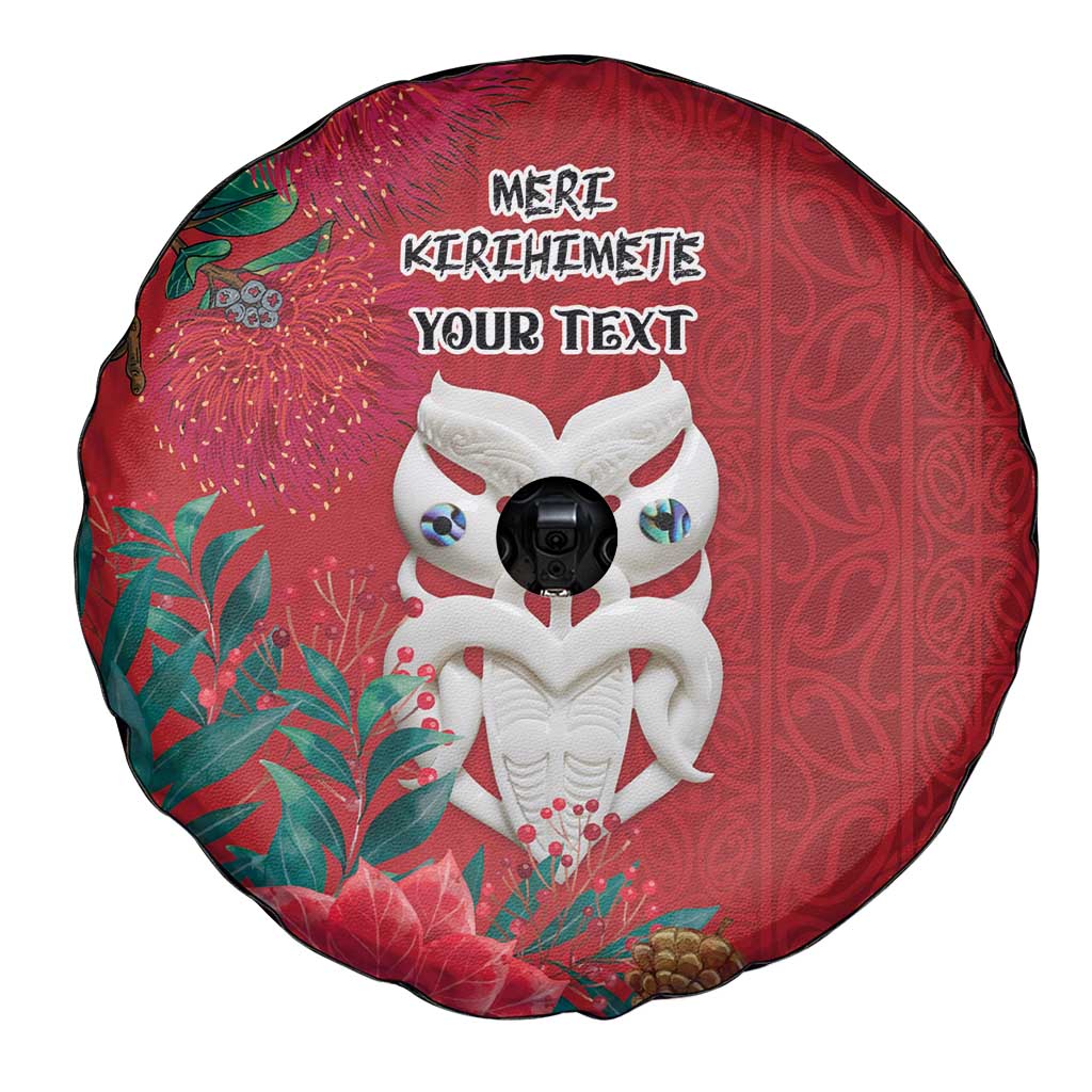Maori Wheku Meri Kirihimete Personalised Spare Tire Cover All Red Indigenous Maori Motif - Polynesian Pride