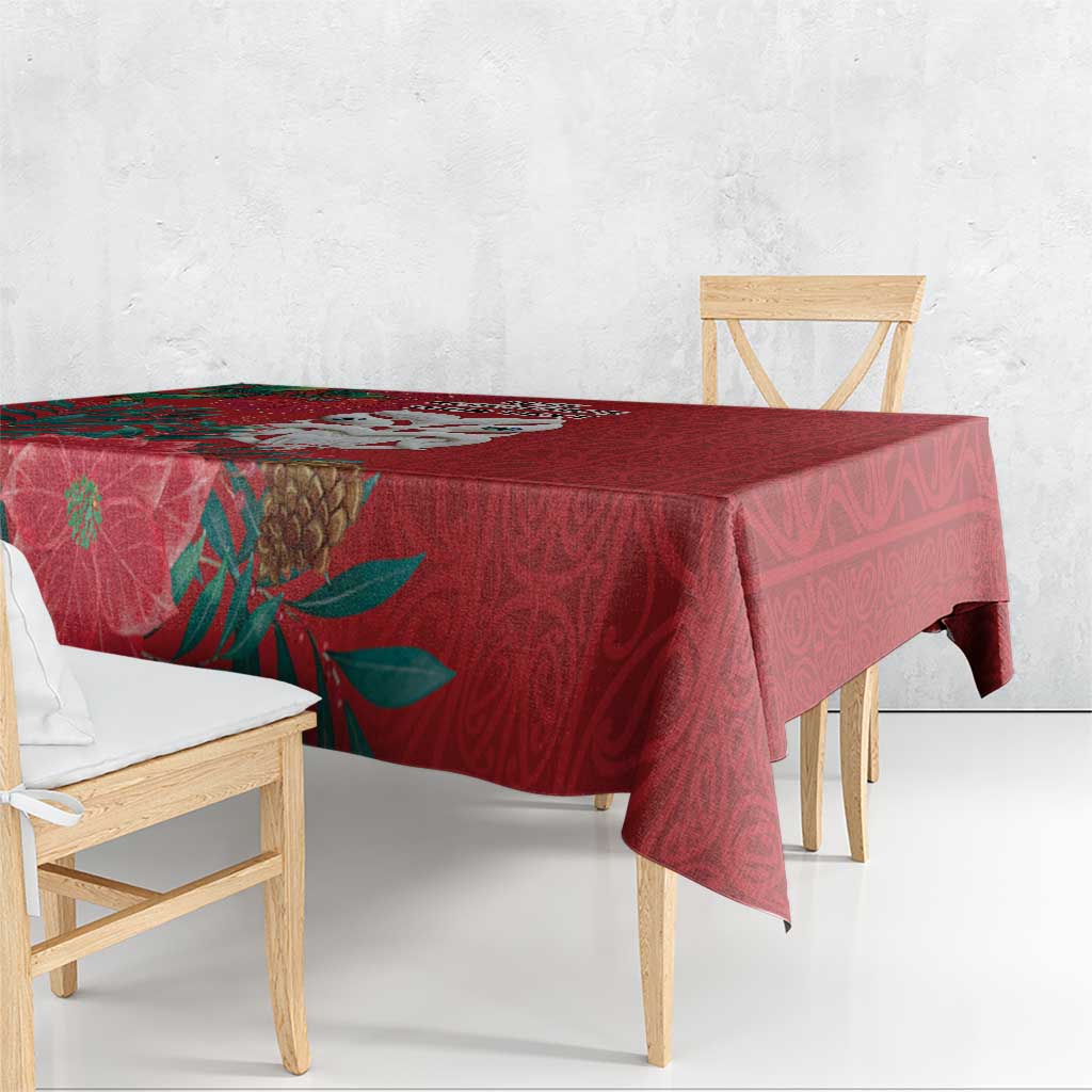 Maori Wheku Meri Kirihimete Personalised Tablecloth All Red Indigenous Maori Motif - Polynesian Pride