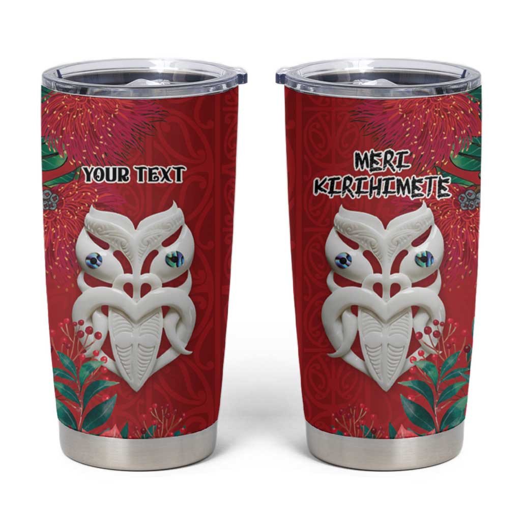 Maori Wheku Meri Kirihimete Personalised Tumbler Cup All Red Indigenous Maori Motif - Polynesian Pride