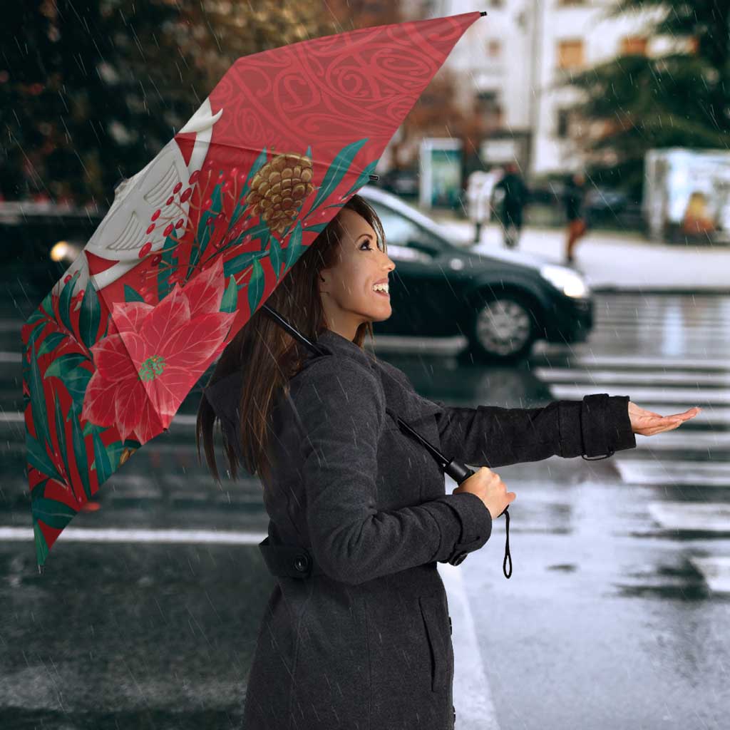 Maori Wheku Meri Kirihimete Personalised Umbrella All Red Indigenous Maori Motif - Polynesian Pride