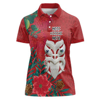 Maori Wheku Meri Kirihimete Personalised Women Polo Shirt All Red Indigenous Maori Motif LT9 Female Red - Polynesian Pride