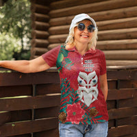 Maori Wheku Meri Kirihimete Personalised Women Polo Shirt All Red Indigenous Maori Motif LT9 - Polynesian Pride