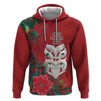 Maori Wheku Meri Kirihimete Personalised Zip Hoodie All Red Indigenous Maori Motif - Polynesian Pride