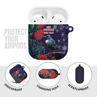 Tui Meri Kirihimete Personalised AirPods Case Pohutukawa Flowers Blue Motif - Polynesian Pride