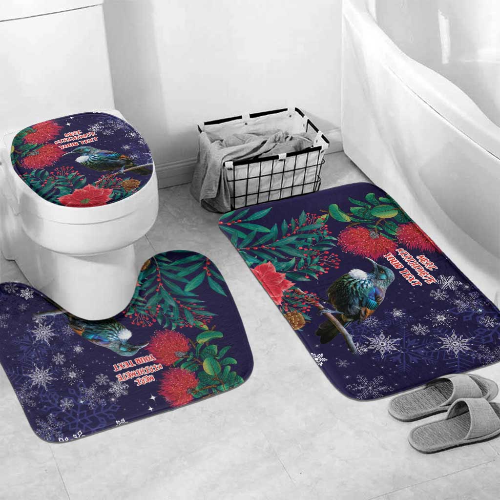 Tui Meri Kirihimete Personalised Bathroom Set Pohutukawa Flowers Blue Motif - Polynesian Pride