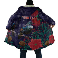 Tui Meri Kirihimete Personalised Cloak Pohutukawa Flowers Blue Motif - Polynesian Pride