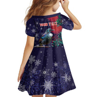 Tui Meri Kirihimete Personalised Family Matching Summer Maxi Dress and Hawaiian Shirt Pohutukawa Flowers Blue Motif - Polynesian Pride