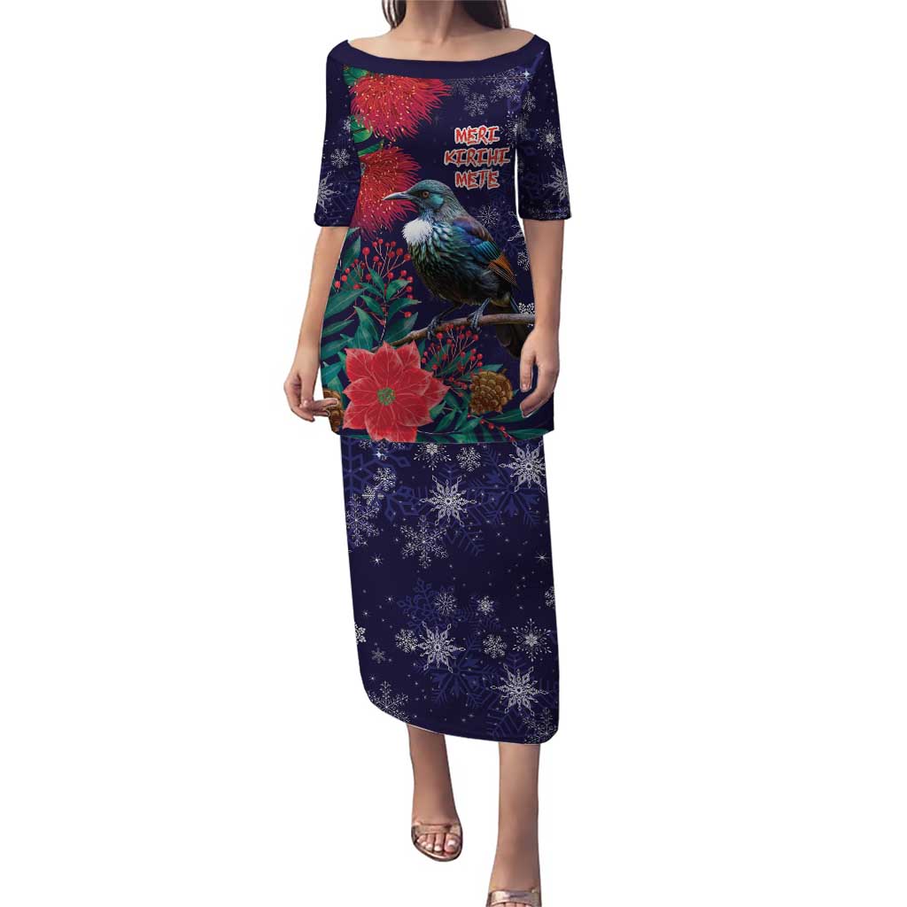 Tui Meri Kirihimete Personalised Puletasi Pohutukawa Flowers Blue Motif - Polynesian Pride