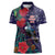Tui Meri Kirihimete Personalised Women Polo Shirt Pohutukawa Flowers Blue Motif - Polynesian Pride