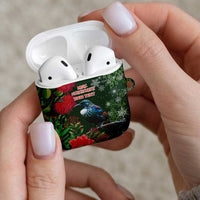 Tui Meri Kirihimete Personalised AirPods Case Pohutukawa Flowers Green Motif - Polynesian Pride