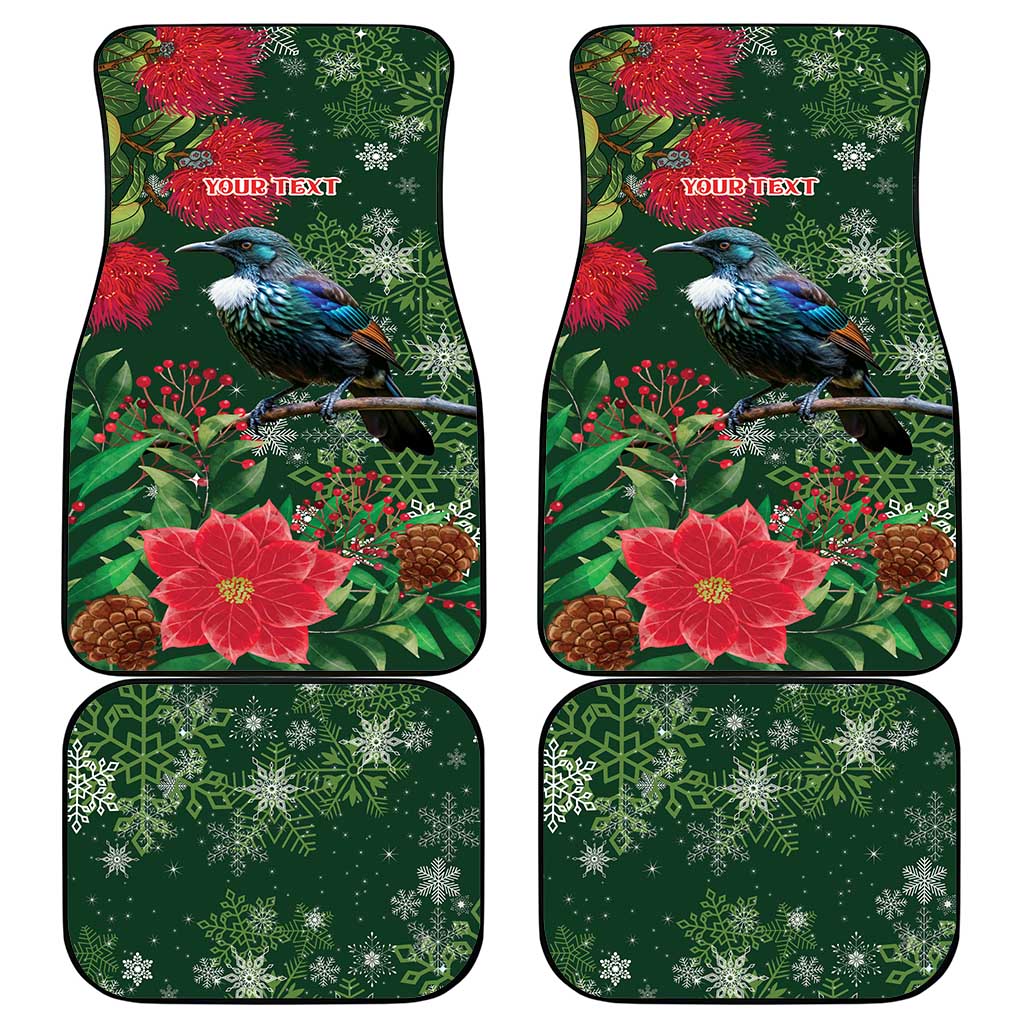 Tui Meri Kirihimete Personalised Car Mats Pohutukawa Flowers Green Motif - Polynesian Pride