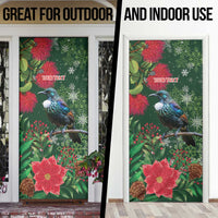 Tui Meri Kirihimete Personalised Door Cover Pohutukawa Flowers Green Motif - Polynesian Pride