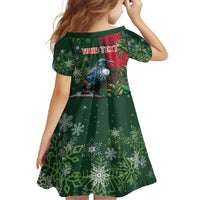 Tui Meri Kirihimete Personalised Family Matching Off The Shoulder Long Sleeve Dress and Hawaiian Shirt Pohutukawa Flowers Green Motif - Polynesian Pride