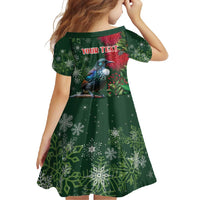 Tui Meri Kirihimete Personalised Family Matching Off Shoulder Maxi Dress and Hawaiian Shirt Pohutukawa Flowers Green Motif - Polynesian Pride