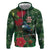 Tui Meri Kirihimete Personalised Hoodie Pohutukawa Flowers Green Motif - Polynesian Pride