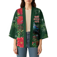 Tui Meri Kirihimete Personalised Kimono Pohutukawa Flowers Green Motif - Polynesian Pride