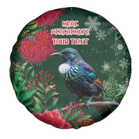 Tui Meri Kirihimete Personalised Spare Tire Cover Pohutukawa Flowers Green Motif - Polynesian Pride