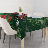Tui Meri Kirihimete Personalised Tablecloth Pohutukawa Flowers Green Motif - Polynesian Pride