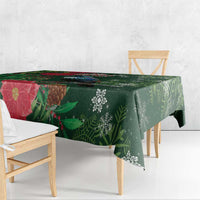 Tui Meri Kirihimete Personalised Tablecloth Pohutukawa Flowers Green Motif - Polynesian Pride