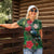 Tui Meri Kirihimete Personalised Women Polo Shirt Pohutukawa Flowers Green Motif - Polynesian Pride