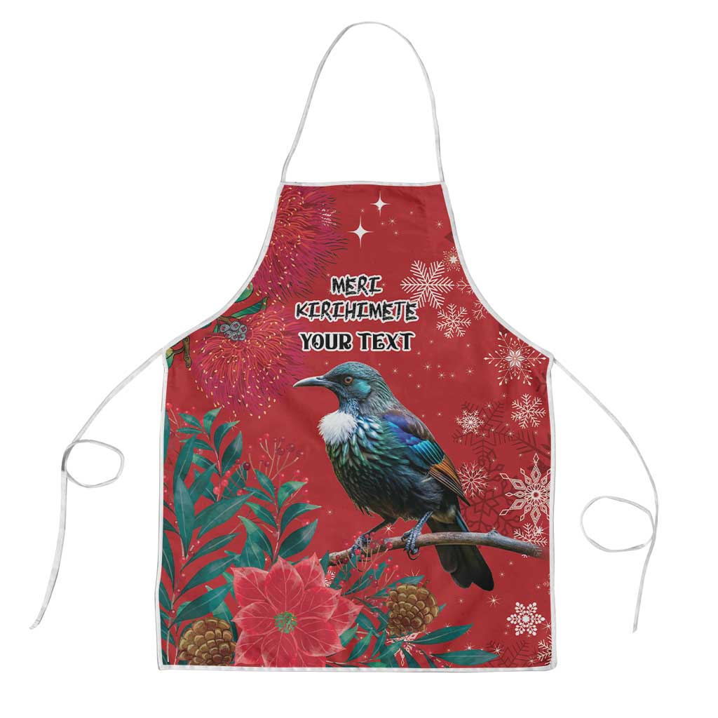 Tui Meri Kirihimete Personalised Apron Pohutukawa Flowers Red Motif - Polynesian Pride