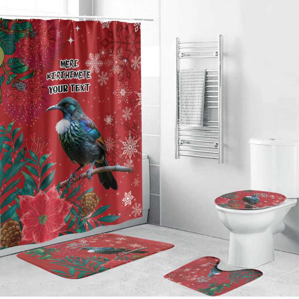 Tui Meri Kirihimete Personalised Bathroom Set Pohutukawa Flowers Red Motif - Polynesian Pride