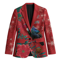 Tui Meri Kirihimete Personalised Blazer Pohutukawa Flowers Red Motif - Polynesian Pride