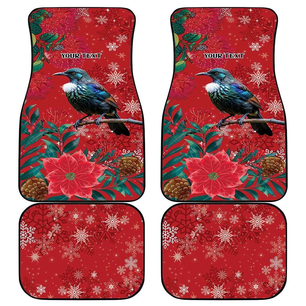 Tui Meri Kirihimete Personalised Car Mats Pohutukawa Flowers Red Motif - Polynesian Pride