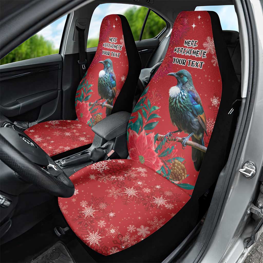 Tui Meri Kirihimete Personalised Car Seat Cover Pohutukawa Flowers Red Motif - Polynesian Pride