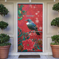Tui Meri Kirihimete Personalised Door Cover Pohutukawa Flowers Red Motif - Polynesian Pride