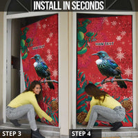 Tui Meri Kirihimete Personalised Door Cover Pohutukawa Flowers Red Motif - Polynesian Pride