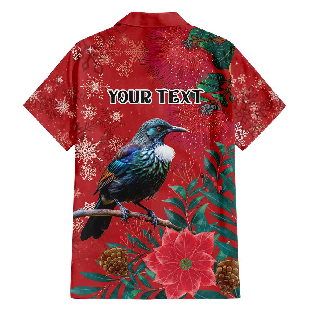 Tui Meri Kirihimete Personalised Family Matching Summer Maxi Dress and Hawaiian Shirt Pohutukawa Flowers Red Motif - Polynesian Pride
