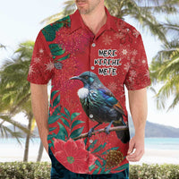Tui Meri Kirihimete Personalised Hawaiian Shirt Pohutukawa Flowers Red Motif - Polynesian Pride