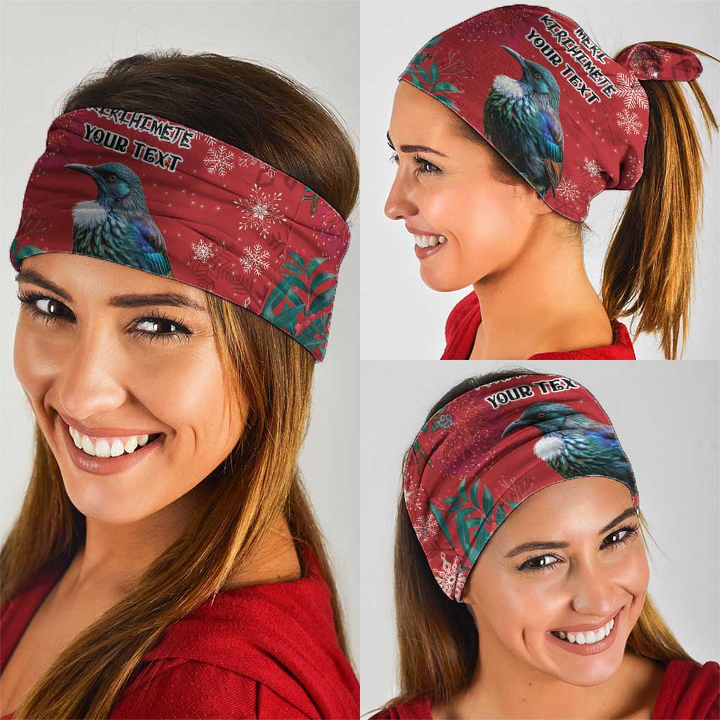 Tui Meri Kirihimete Personalised Neck Gaiter Pohutukawa Flowers Red Motif - Polynesian Pride