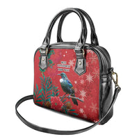 Tui Meri Kirihimete Personalised Shoulder Handbag Pohutukawa Flowers Red Motif - Polynesian Pride