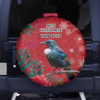 Tui Meri Kirihimete Personalised Spare Tire Cover Pohutukawa Flowers Red Motif - Polynesian Pride