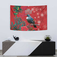 Tui Meri Kirihimete Personalised Tapestry Pohutukawa Flowers Red Motif - Polynesian Pride