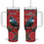 Tui Meri Kirihimete Personalised Tumbler With Handle Pohutukawa Flowers Red Motif - Polynesian Pride