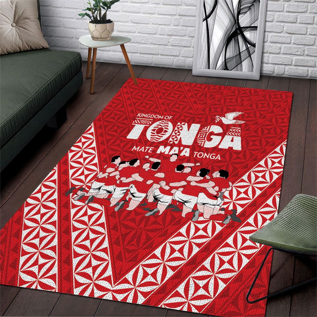 Mate Ma'a Tonga Area Rug Tongan Sipi Tau Ngatu Inspired Red LT9 Red - Polynesian Pride