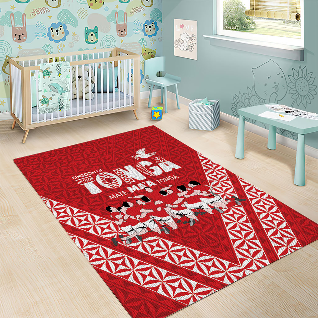 Mate Ma'a Tonga Area Rug Tongan Sipi Tau Ngatu Inspired Red LT9 - Polynesian Pride