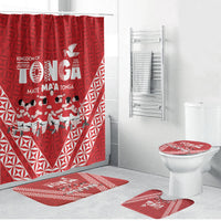 Mate Ma'a Tonga Bathroom Set Tongan Sipi Tau Ngatu Inspired Red LT9 Bathroom Set (4 pcs) Red - Polynesian Pride