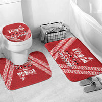 Mate Ma'a Tonga Bathroom Set Tongan Sipi Tau Ngatu Inspired Red LT9 Mat Set Only (3 pcs) One Size Red - Polynesian Pride