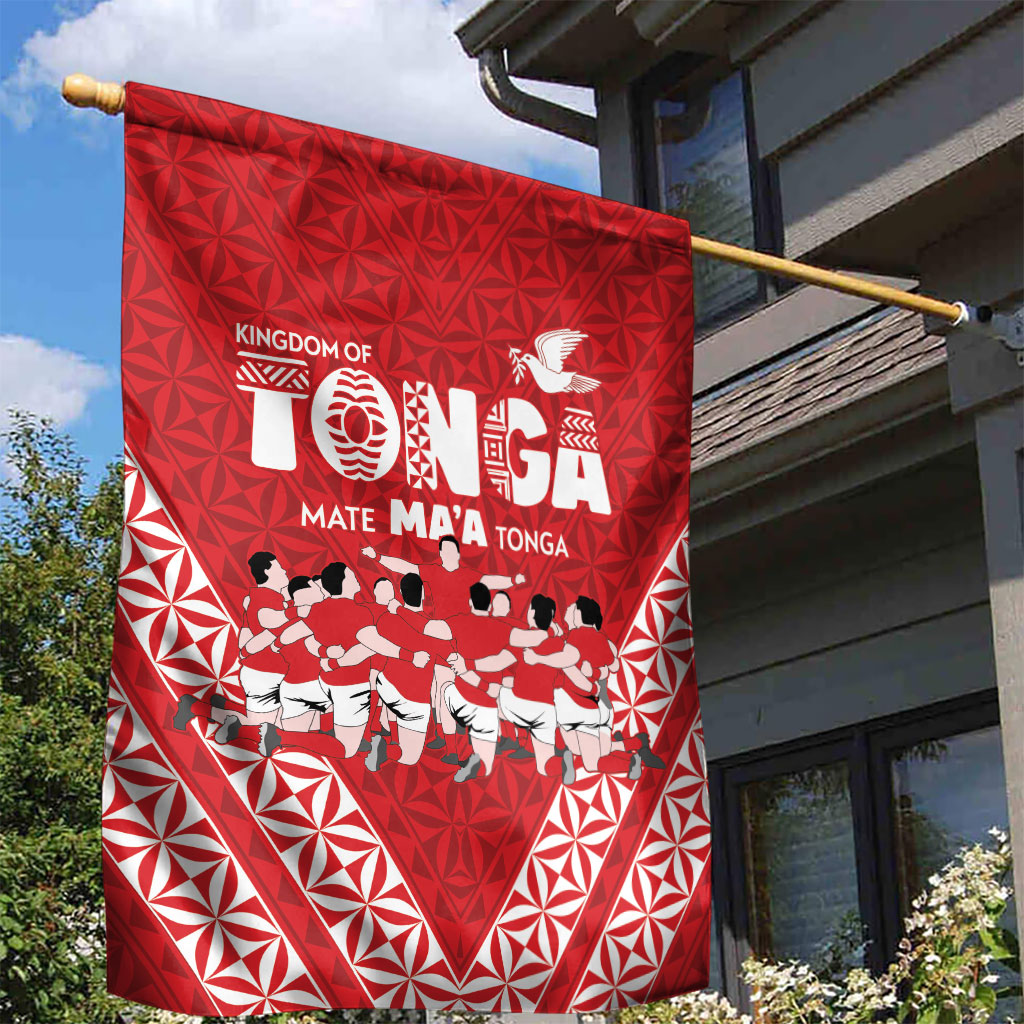 Mate Ma'a Tonga Garden Flag Tongan Sipi Tau Ngatu Inspired Red LT9 - Polynesian Pride