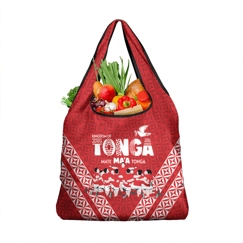 Mate Ma'a Tonga Grocery Bag Tongan Sipi Tau Ngatu Inspired Red LT9 1-pack One Size Red - Polynesian Pride