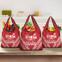 Mate Ma'a Tonga Grocery Bag Tongan Sipi Tau Ngatu Inspired Red LT9 3-pack One Size Red - Polynesian Pride