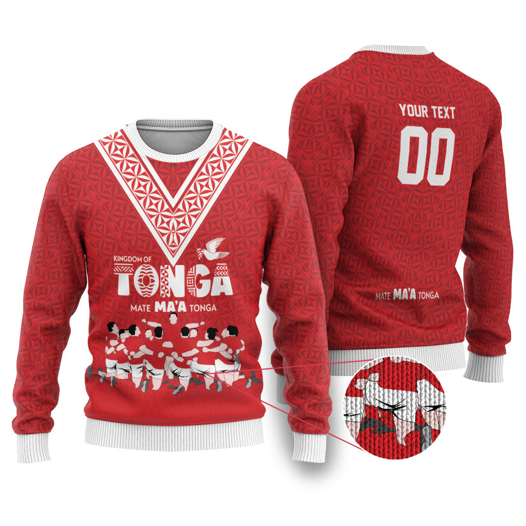 Mate Ma'a Tonga Custom Ugly Christmas Sweater Tongan Sipi Tau Ngatu Inspired Red LT9 Red - Polynesian Pride