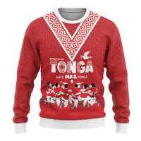Mate Ma'a Tonga Custom Ugly Christmas Sweater Tongan Sipi Tau Ngatu Inspired Red LT9 - Polynesian Pride