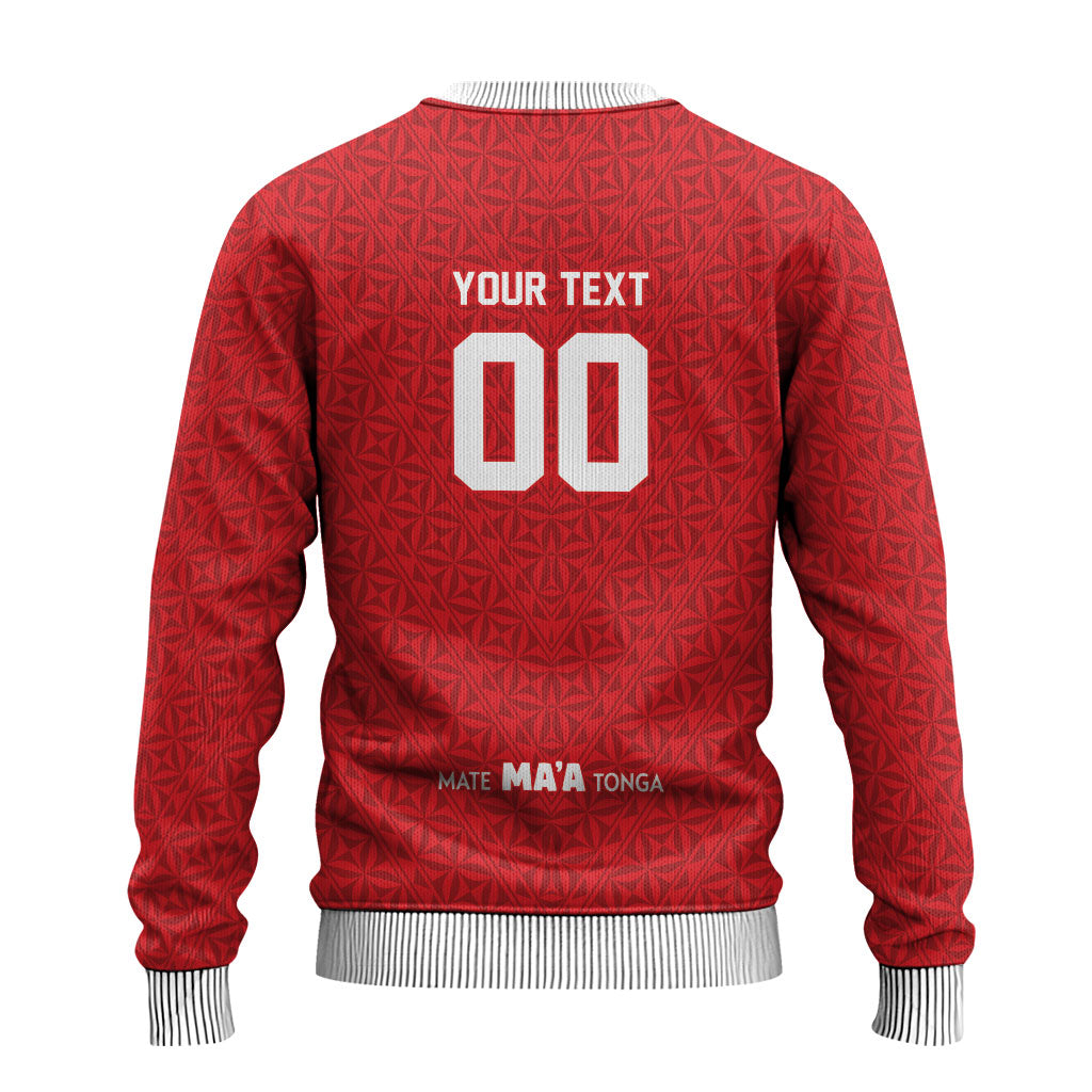 Mate Ma'a Tonga Custom Ugly Christmas Sweater Tongan Sipi Tau Ngatu Inspired Red LT9 - Polynesian Pride