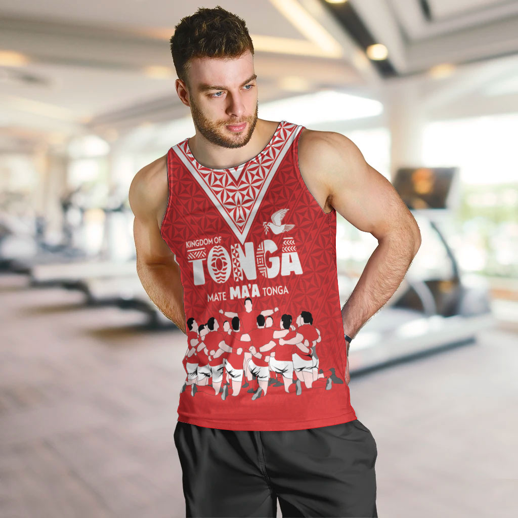 Mate Ma'a Tonga Custom Men Tank Top Tongan Sipi Tau Ngatu Inspired Red LT9 Red - Polynesian Pride